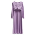 thumbnail image 3 of Jalioing Womens Long Nightgown Built in Bra Long Sleeve Comfy Pajama Dress Loose Crew Neck Sleep Dress Loungewear, 3 of 3