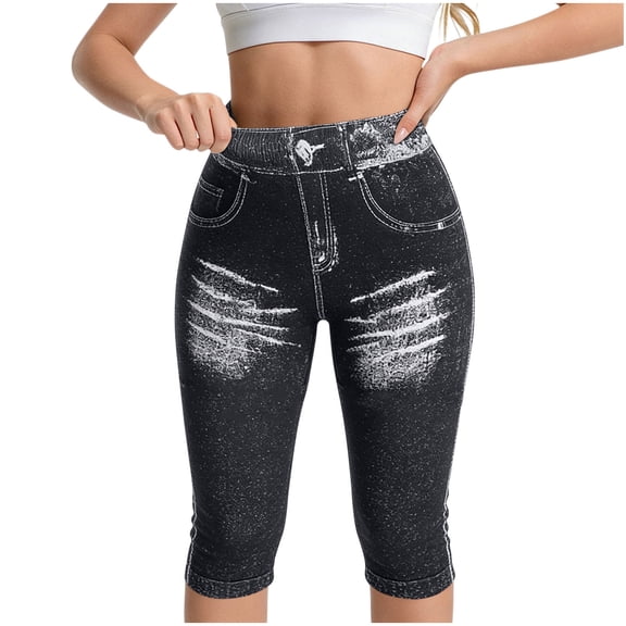 Capri Leggings for Women Vintage Stretchy High Waisted Printed Fitted Comfortable Breathable Summer Yoga Pants