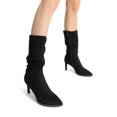 thumbnail image 7 of BURUDANI Women's Mid Calf Wrinkle Design Slouchy Boots Pointed Toe Heeled Fashion Dressy Boot Black-Suede Size 8, 7 of 7