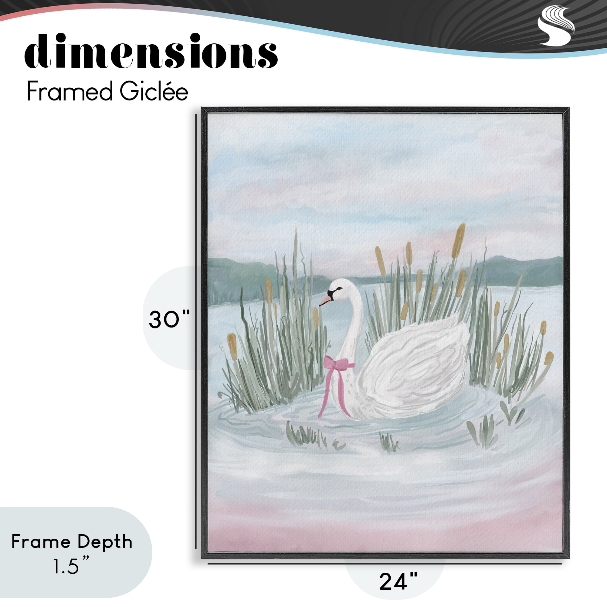 Stupell Industries Swan Serenade on Lake Black Framed Giclee Art, design by Adreane Fippinger