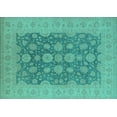 thumbnail image 1 of Ahgly Company Machine Washable Indoor Rectangle Oriental Turquoise Blue Traditional Area Rugs, 6' x 9', 1 of 4