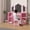 Pink, variant on Geetinfly 2 in 1 Vanity Table,Princess Makeup Desk for Little Girls,with Touch Light Detachable Tri-Folding Mirror Open Storage Shelves Wood Makeup Playset with Chair,White