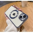 thumbnail image 1 of Funda magnética galvanizada simple para iPhone 13 Mini, tacto metalizado, antideslizante, a prueba de golpes, protección para cámara, antiarañazos y anticaídas., 1 of 5