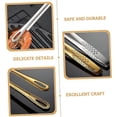 thumbnail image 4 of 2pcs Food Tongs Grill Outdoor Toaster Outdoor Sugar Tong BBQ Accessories Baking Bread Tongs Kitchen Tongs 24*1.2cm Silver&Gold, 4 of 4