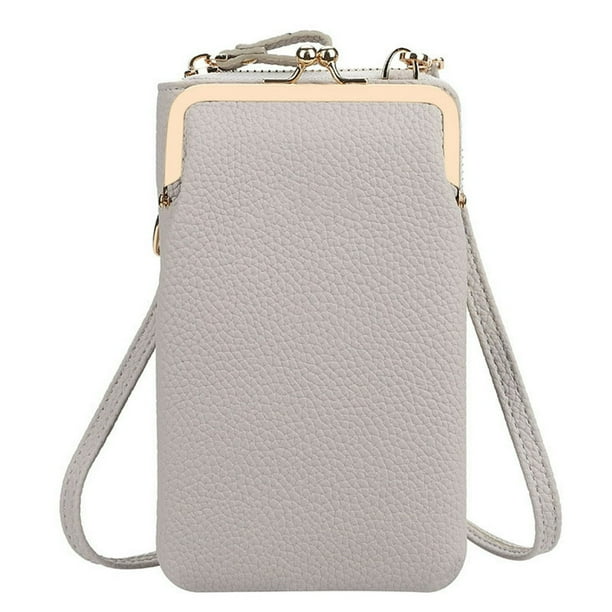 Women s PU Leather Sling Bag with 6 Magnetic Card Slot Zipper Design Handbag