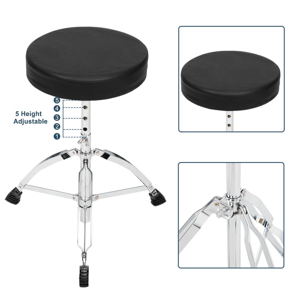 5-Piece Adult Drum Set, 22 Inch Full-Size Drums Kit with Cymbal Stands, Hi-Hat Stand, Sticks, Drum Pedal, Stool & Floor Tom for Beginner Teens Student (Blue)