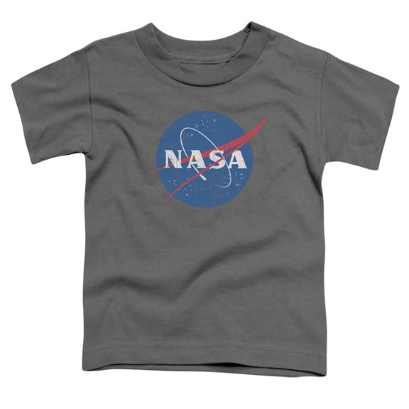 Trevco Sportswear NASA101-TT-2 Nasa Meatball Logo Distressed Toddler Short Sleeve T-Shirt, Charcoal - Medium 3T