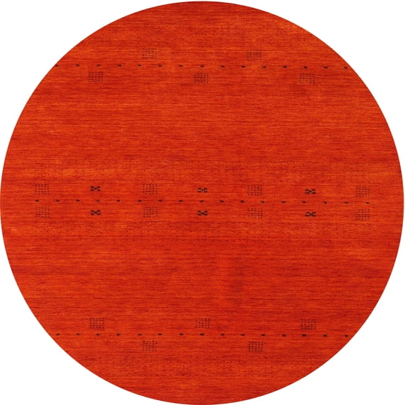 Ahgly Company Indoor Round Contemporary Red Abstract Area Rugs, 4' Round