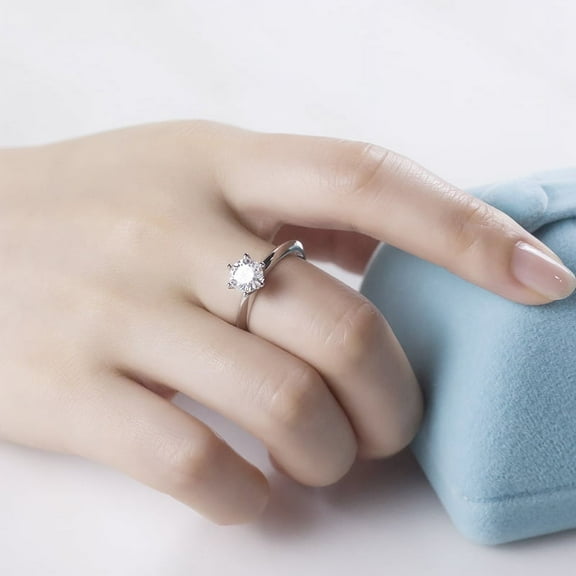 GRA Certified 6.5mm Moissanite Solitaire Ring | VVS Quality | 1 Carat Center Stone | 925 Sterling Silver