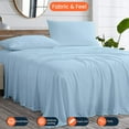 thumbnail image 2 of 600-TC Egyptian Cotton RV Camper - RV Sheets - 4 Piece Bed Set for Campers RV Three Quarter 48" x 75" Sheets for RV 3/4 Full Bunk Sheet Set 6" Deep Fitted Sheet Luxury Soft (Light Blue), 2 of 6