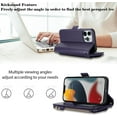 thumbnail image 4 of for iPhone 12 pro max Wallet case with Zipper Card Holders for Women,iPhone 12 pro max Phone Cases Slots Crossbody Flip Folio Book Cover with Credit Card Holder Men case - Purple, 4 of 6