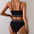 thumbnail image 3 of BOBOGOJP Women's High Waisted Bikini Sets Sporty Two Piece Swimsuits Color Block Cheeky High Cut Bathing Suits Black for Size S, 3 of 6