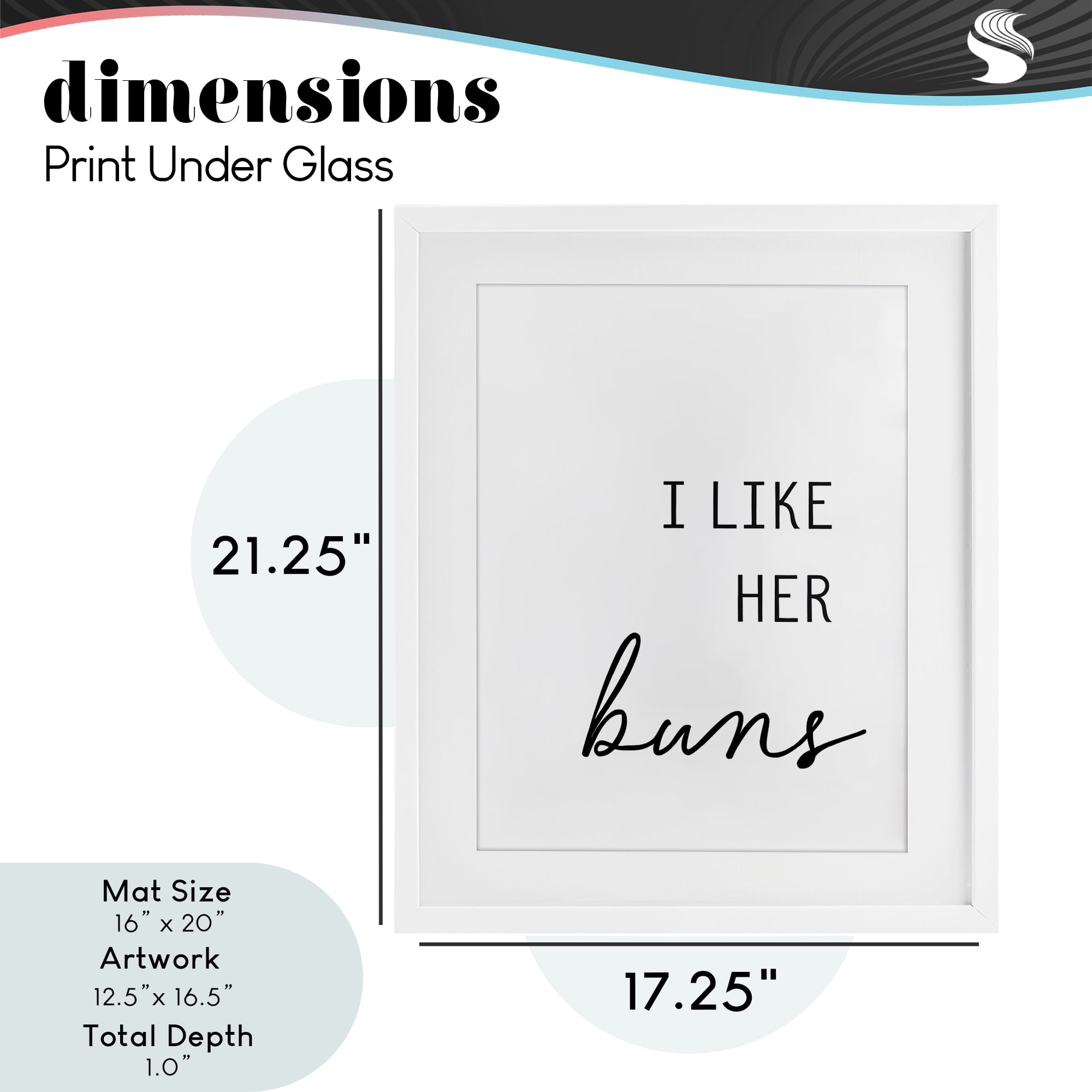 Like Her Buns White Framed Print Under Glass, design by Lettered and Lined