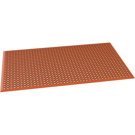 36" Lx60 W Rubber Mat, Heavy Duty Non-Slip Drainage Rubber Cushion Mat, Anti-Fatigue Industrial Drainage Bar Resturant Kitchen Hard Floor Mat, General Purpose Rubber Mat for Wet Areas, Red