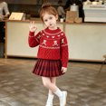 thumbnail image 3 of Ticikt Toddler Fair Isle Cable Knit Pullover Sweater Crewneck Long Sleeve Soft Warm Cozy Winter Holiday Top for Baby Boys Girls,Red, 3 of 6