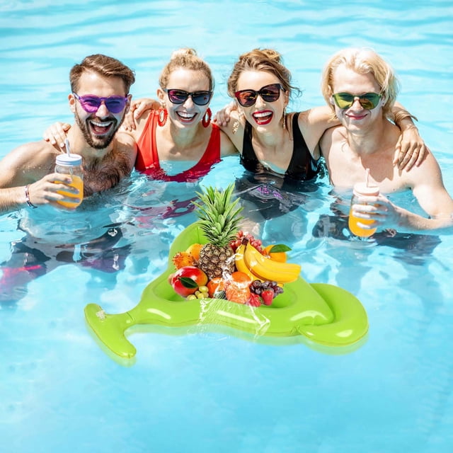 Fiudx Barra de Hielo Inflable, Bandeja Flotante para Bebidas con Orificios para Vasos, Construcción de Pvc Resistente, Fácil de Inflar y Desinflar, Ideal para Fiestas En La Piscina, Días de Playa y B