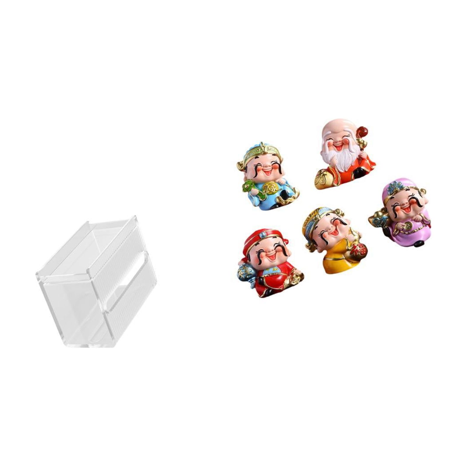 Fiocias Acrylic Toilet Paper Storage Box Modern Paper Towel Dispenser Wall Mounted Toilet Tissue Paper Holder God of Fortune Figurines Tabletop Sculpture Mini