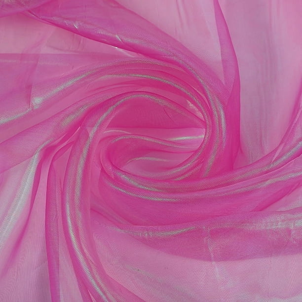 XmhyTop-A Tela de organza iridiscente holográfica arcoíris de 1 yarda, tela decorativa DIY con degradado transparente brillante, 150 cm de ancho, para vestidos, fiestas y bodas, rosa oscuro A