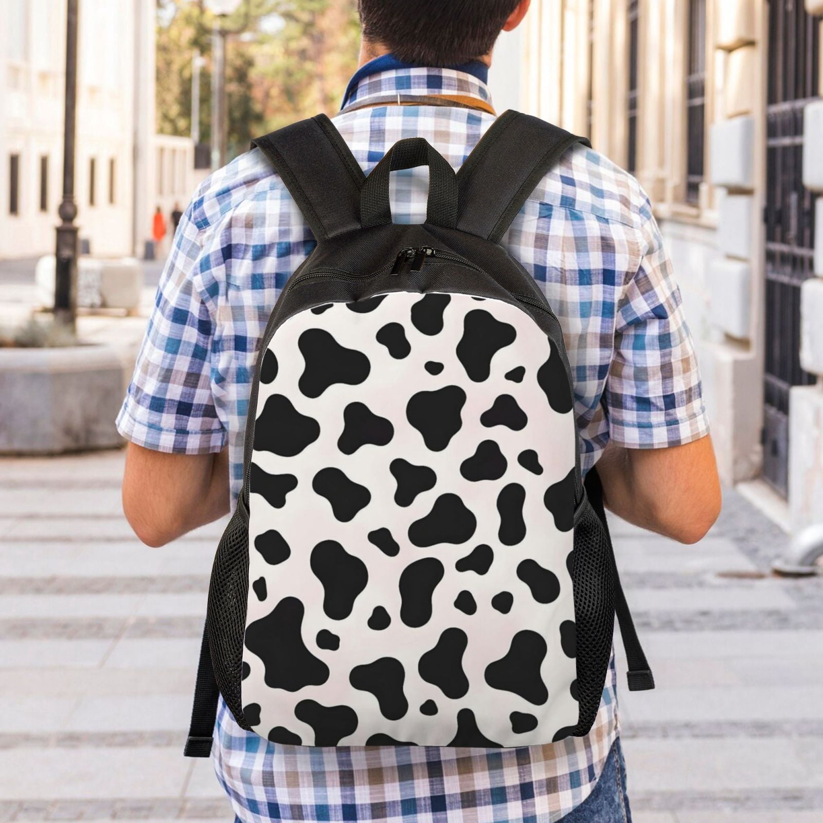 Single Side Full Backpack 16.1×11.8×4.5in Large Capacity Breathable Shoulder Belt Leisure Simple And Strong Bearing Capacity Simple Cow-Print Pattern1_4