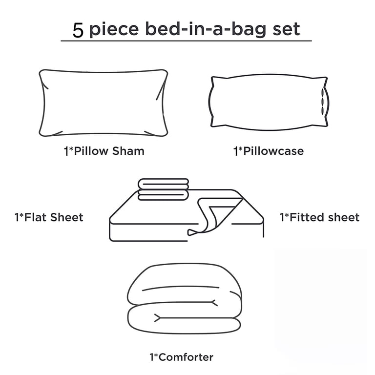 HIG 5-Piece Modern Comforter Set, Twin-XL, Dark Gray photo 8