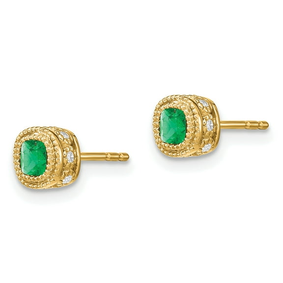 Primal Gold 14 Karat Yellow Gold Emerald and Diamond Earrings