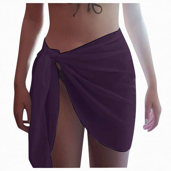 NIEWTR Beach Cover Up Wraps for Women Tie Side Short Sarongs Bikini Swimsuit Summer Coverups(Purple,One Size)