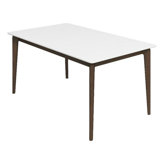 Mel Modern Style Solid Wood Walnut/White Top Rectangular 59" Dining Table
