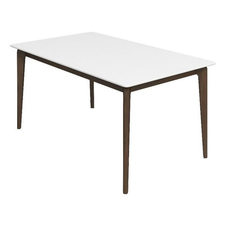 Mel Modern Style Solid Wood Walnut/White Top Rectangular 59 Dining Table