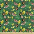 thumbnail image 2 of Ambesonne Tropical Fabric by the Yard Upholstery, Crested Bird Watermelon, 1 Yard, Forest Green Multicolor, 2 of 5