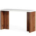thumbnail image 3 of 56" Modern Home Bar Table - Faux Marble Top, Walnut & White, Kitchen/Dining/Living Room Bar. Freestanding, Bar Height Table for Entertaining. Durable & Stylish., 3 of 10