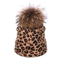 thumbnail image 4 of 2pcs Winter Women Pompon Beanie Hat Scarf Set Leopard Spots Outdoor Warm Faux Fur Pom Pom Hedging Caps for Girls, 4 of 16