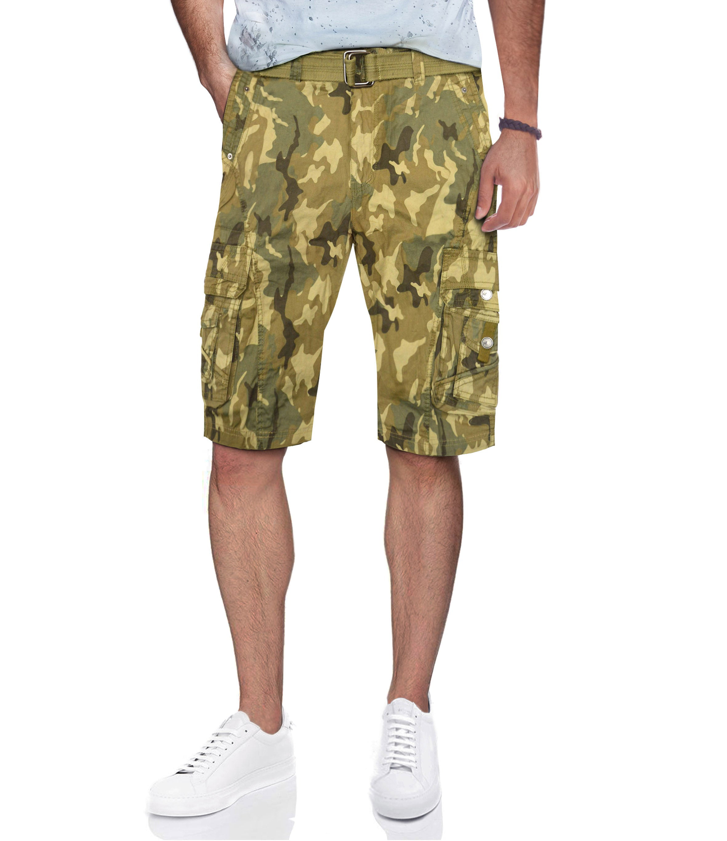 X RAY Mens Tactical Bermuda Cargo Shorts Camo and Solid Colors 12.5 Inseam Knee Length Classic Fit Multi Pocket