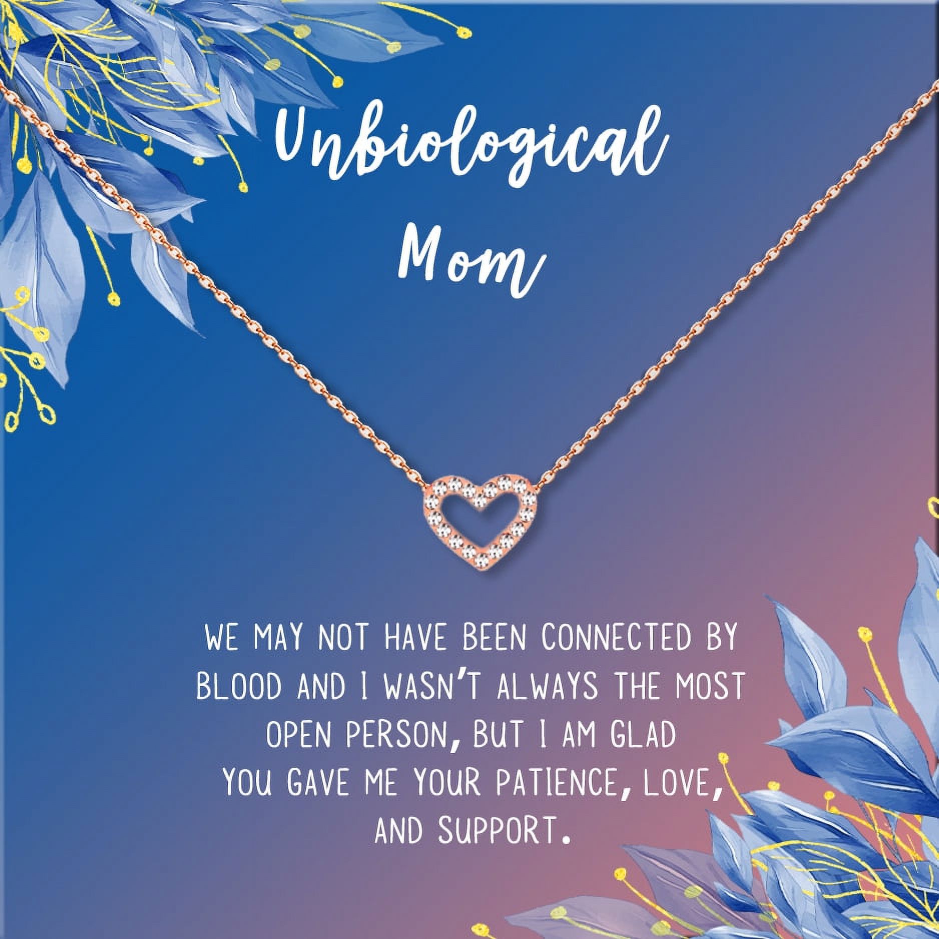 Unbiological Mom Mother's Day Gift for Mom, Mother in Law Gift, Mother's Day Gift Box, Mother's Day Gift Idea, Gift for Mom, Jewelry For Mother[Rose Gold Heart,Blue-Orange Gradient]
