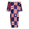 thumbnail image 5 of American Flag Painting Brush Style Women's Off The Shoulder Ruffles Summer Wedding Guest Loose Casual Party Beach Dress, 5 of 9
