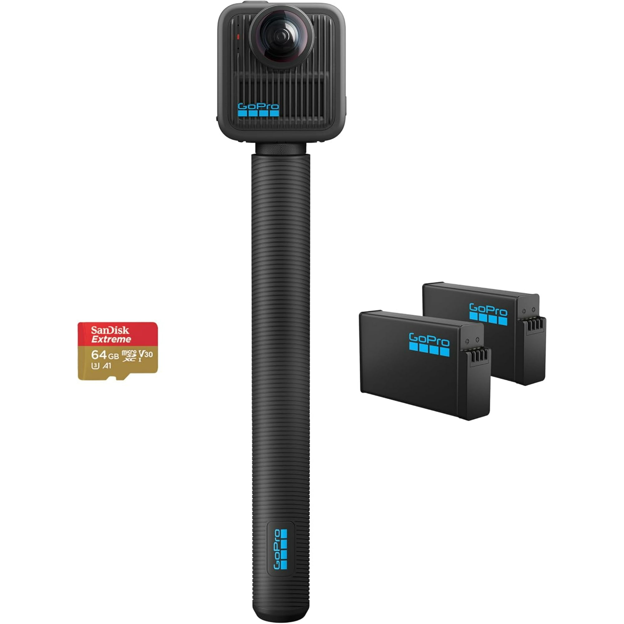 GoPro MAX2 + Accessory Bundle - Includes 4ft (1.2m) Extension Pole, 2 1960mAh Enduro Batteries, 64GB SanDisk microSD Card