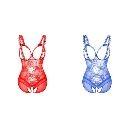 (2-Pack) 2025 New Women s Fun Underwear Lace Valentinesy for Women Dew Breast Freaky for Women Plus Size See Throughy Bodysuit Underwear Sleeping Dress