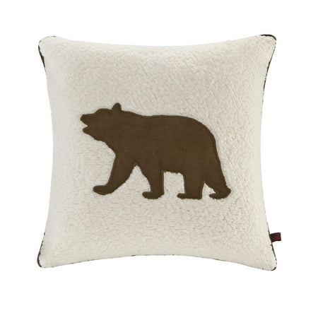 Gracie Mills Bear Square Berber Pillow White 18x18  - WR30-2189 “Accent your home with the Bear Square Berber Pillow. An applique brown bear on the face of this decorative pillow is surrounded by soft berber and reverses to a faux suede for a cozy look. The square pillow features a zipper closure that allows you to remove the cover. Filled piping on the edges creates a seamless look that adds charm and texture to your sofa or bed.”