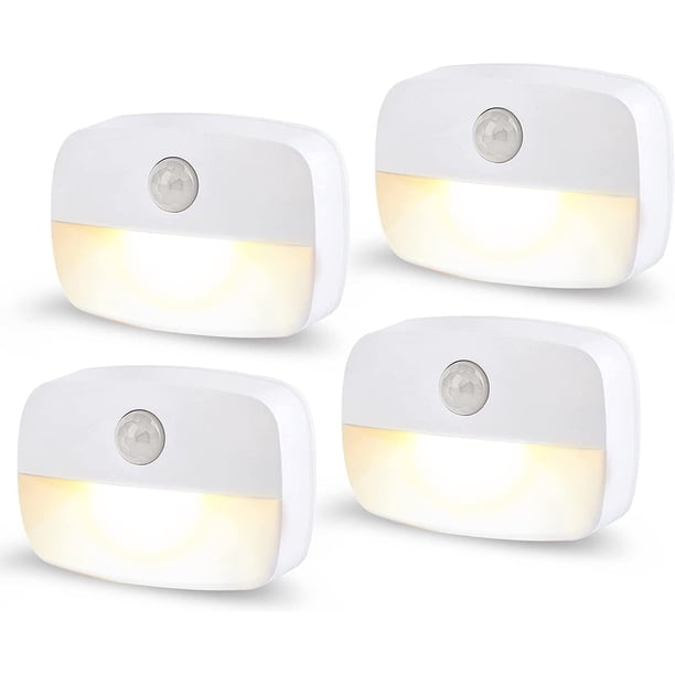 Rewera Luz nocturna con sensor de movimiento, paquete de 2 luces de movimiento con batería, luz nocturna interior, iluminación de armario, luz con sensor de luz de encendido/apagado automático para