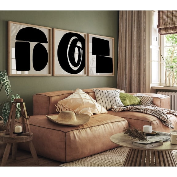 Black and Beige Prints, Black Abstract Art, 3 piece Wall Art set, Masculine Art, Office Wall Decor, Gallery Wall, Neutral Art Set 3 Prints, Poster Only