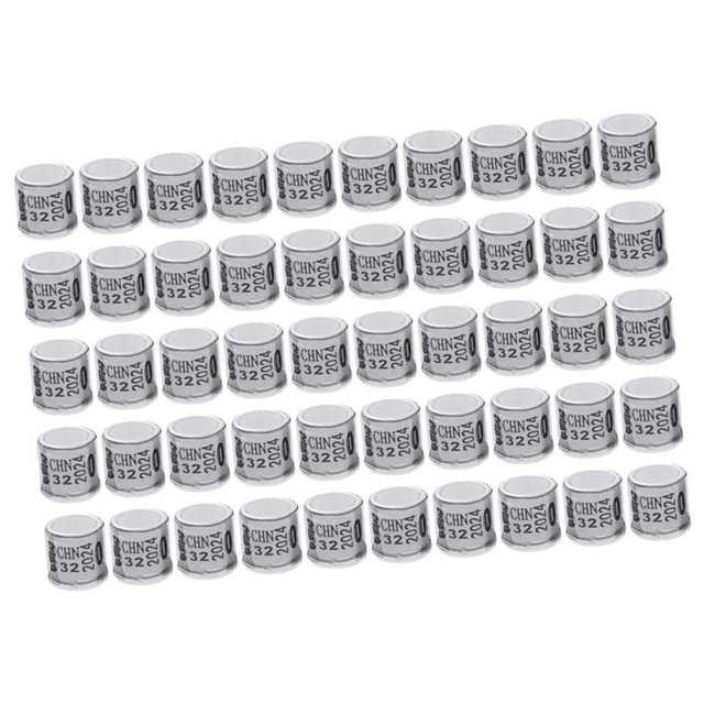 50 anillos de aluminio para patas de paloma 2023, bandas de 8 mm para patas de paloma para gallos, gallinas, Blanco