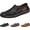 9916-1 Black hollowed, variant on Men's Slip - breathable casual shoes for walking, wearing flat leather shoes and loafers on one foot, for outdoor leisurely strolls