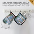 thumbnail image 4 of Yayeee Oven Mitts and Pot Holder Set of 2 Heat Resistant Kitchen Gloves Baking Hot Pad, Blue Floral Window, 4 of 5