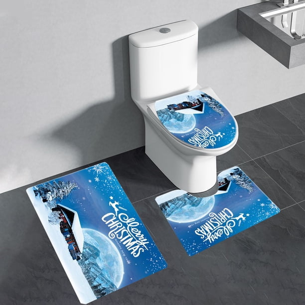 Juego de alfombrillas de baño navideñas, antideslizantes, para ducha, inodoro y bañera, suaves y absorbentes, para decoración del hogar, 3 piezas, diseño de gallo