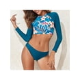 thumbnail image 3 of Biezeib Women Long Sleeve Swimsuit Rash Guard Floral Print Swim Shirt Crop Swim Tops with Shorts 2 Piece Bathing Suits, 3 of 6
