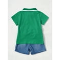 thumbnail image 4 of 5T Baby Boys Clothes 5T Boys 2PCS Summer Outfits Set Toddler Boys Short Sleeve Polo Shirt Top Denim Shorts Set Green, 4 of 7