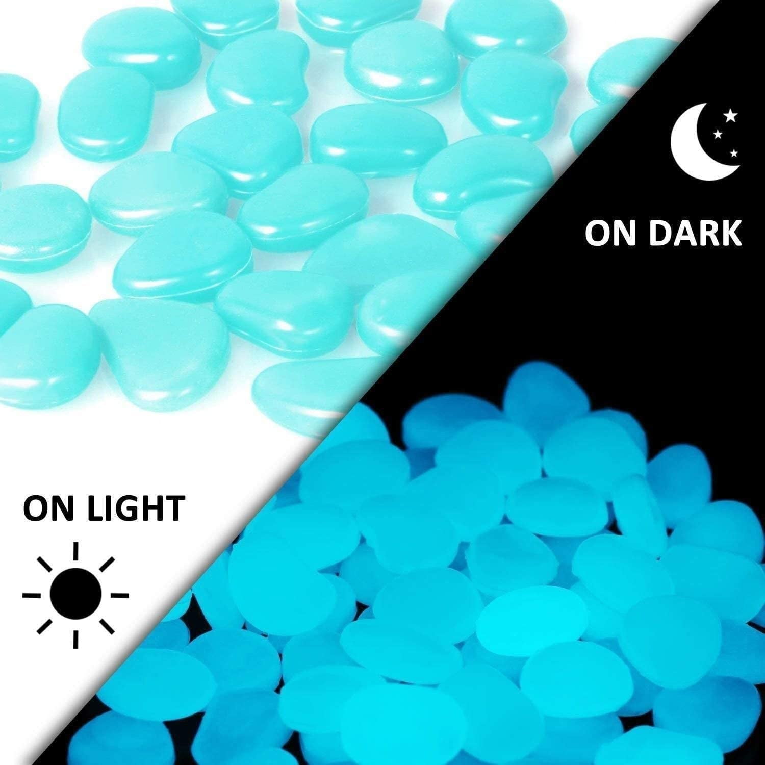 200 Pcs Glowing Pebbles Glow in The Dark Luminous Stone Rocks for