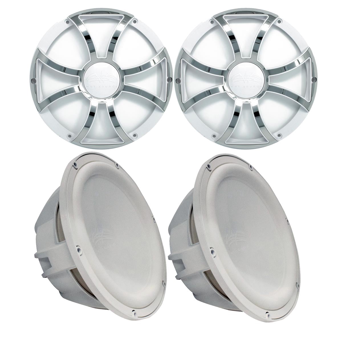 Two Wet Sounds Revo 10" Subwoofers & Grills White