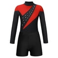 thumbnail image 3 of Yeahdor Girls Long Sleeve Dance Workout Outfit Shiny Faux Diamonds Leotard with Athletic Shorts, 3 of 7