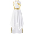 thumbnail image 3 of Aislor Girls Sleeveless Praise Dance Dress Metallic Gold Liturgical Worship Tunic with Wide Leg Pants Set White 14, 3 of 7