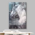 thumbnail image 3 of wall26 Canvas Print Wall Art Vintage Wood Panel Pastel White Horse Nature Animals Digital Art Realism Decorative Farmhouse Zen Rustic Multicolor Wildlife for Living Room, Bedroom, Office - 24"x3, 3 of 5